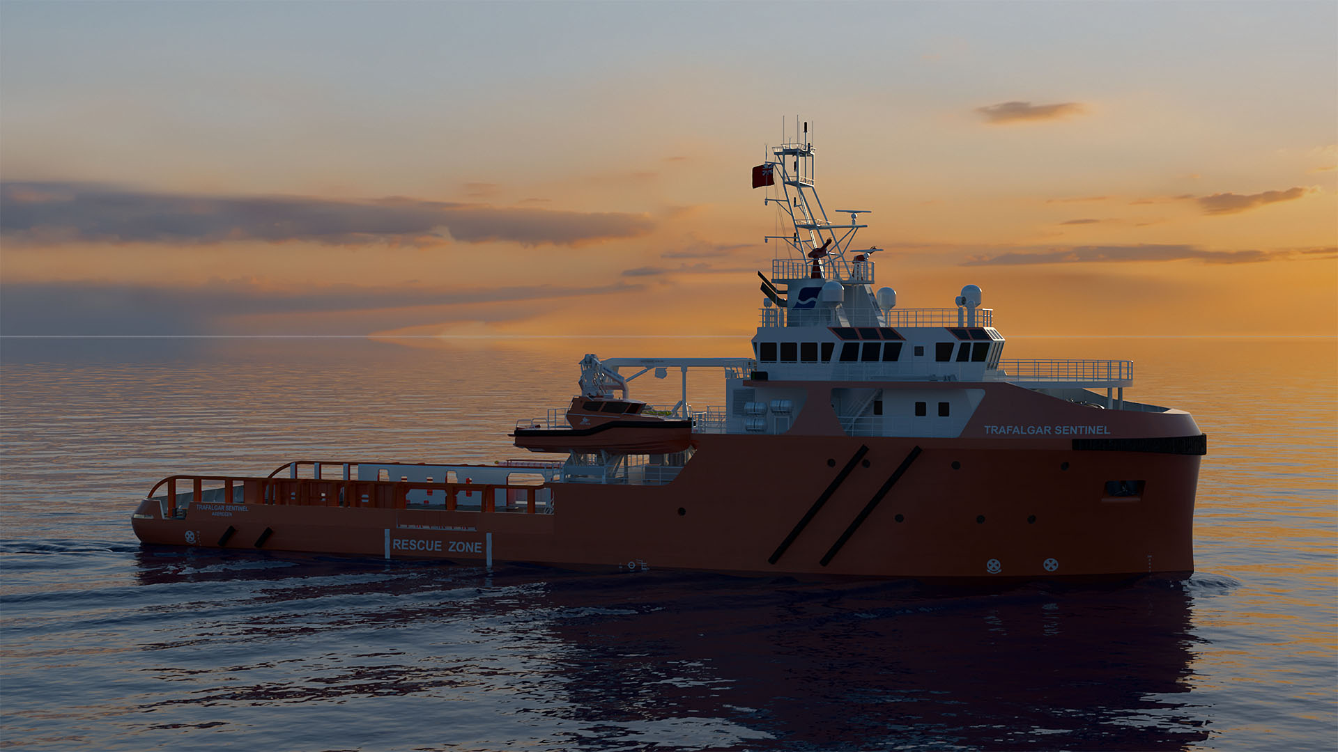 Trafalgar Sentinel on long-term charter to HM Government for Marine Management Organisation (MMO) fisheries patrol duties in English waters.